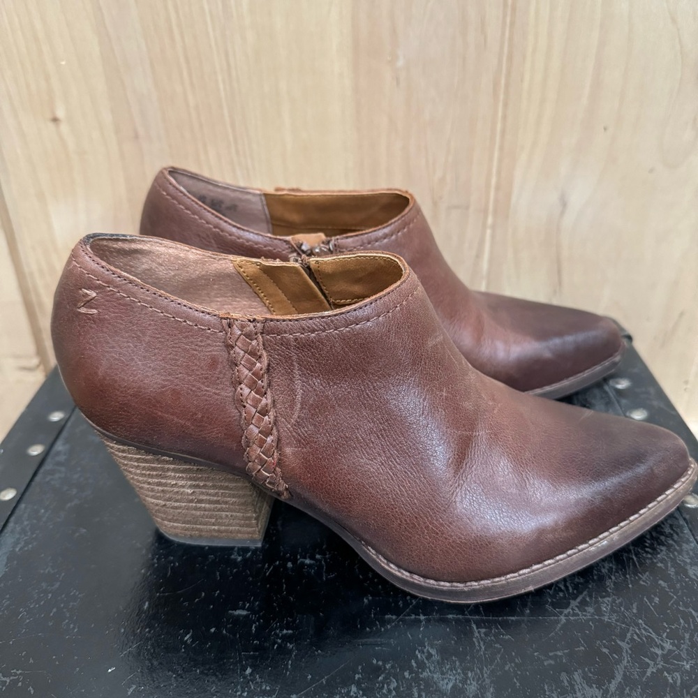 Zodiac Ava Shootie Booties Size 8.5 Brown Leather Boots - Picture 4 of 14